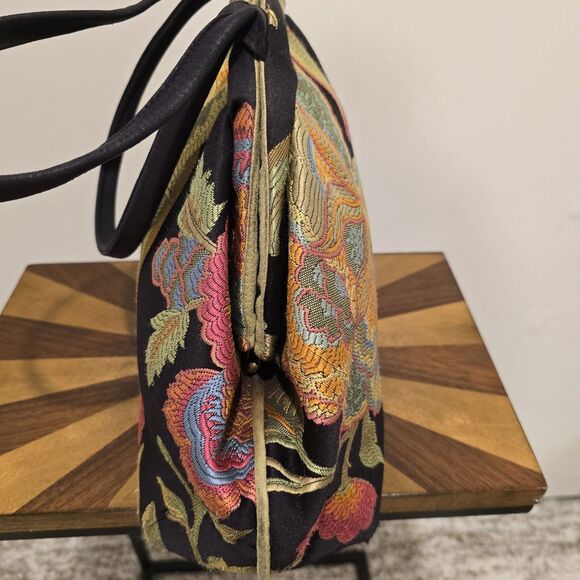 Atenti Betty Bag Embroidered Floral Wild Garden Elegant Knitting Art Artsy Yarn - Picture 10 of 16